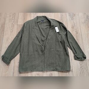 $398 Mens NOAH Double Breasted Cotton Jacket Dark Olive Green 44